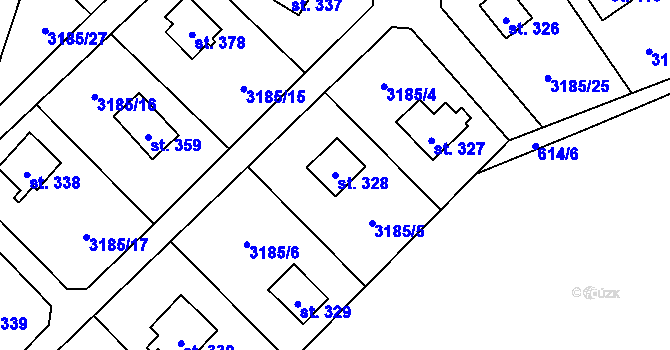 Parcela st. 328 v KÚ Nové Hvězdlice, Katastrální mapa