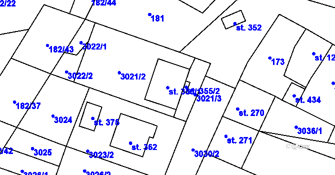 Parcela st. 355/1 v KÚ Nové Hvězdlice, Katastrální mapa