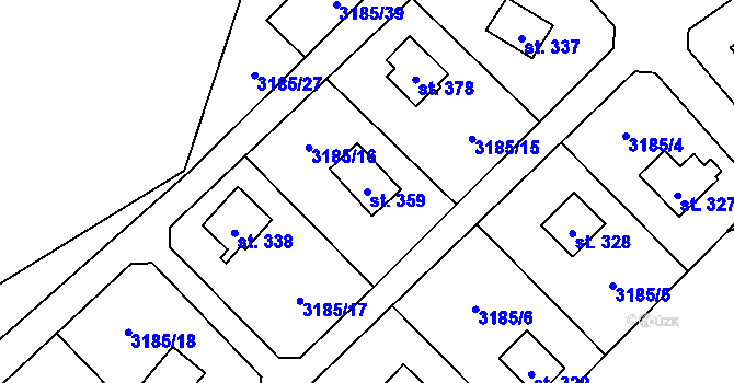 Parcela st. 359 v KÚ Nové Hvězdlice, Katastrální mapa