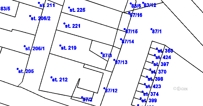 Parcela st. 87/3 v KÚ Nové Hvězdlice, Katastrální mapa