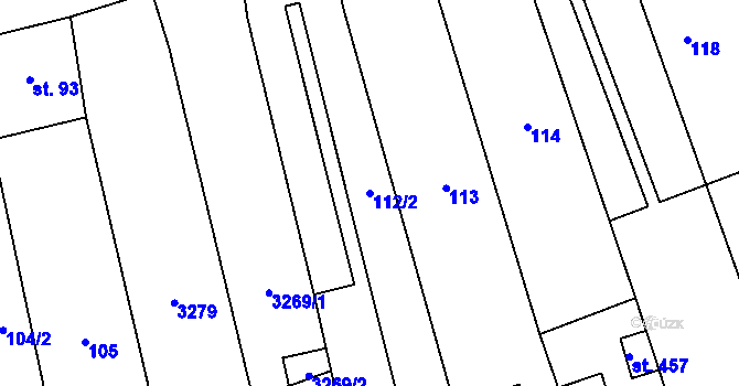 Parcela st. 112/2 v KÚ Nové Hvězdlice, Katastrální mapa