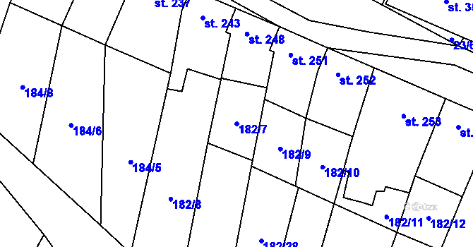Parcela st. 182/7 v KÚ Nové Hvězdlice, Katastrální mapa