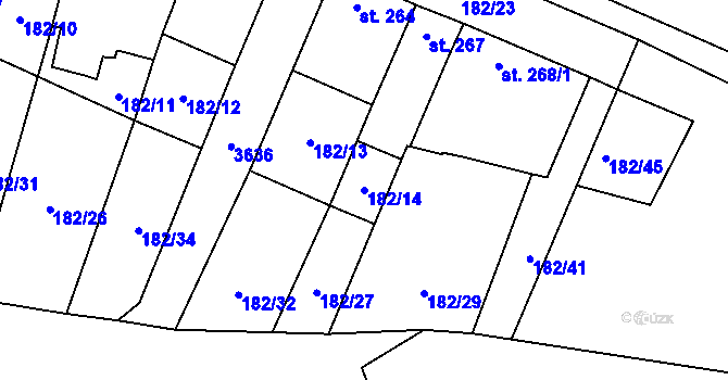 Parcela st. 182/14 v KÚ Nové Hvězdlice, Katastrální mapa