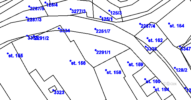 Parcela st. 2291/1 v KÚ Nové Hvězdlice, Katastrální mapa