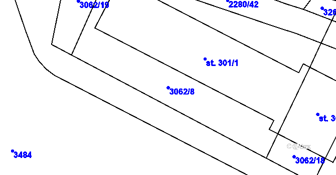 Parcela st. 3062/8 v KÚ Nové Hvězdlice, Katastrální mapa