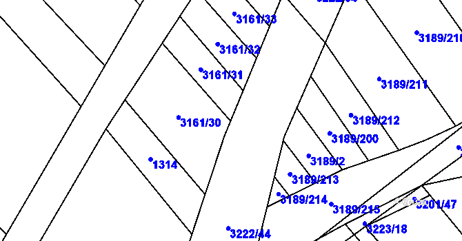 Parcela st. 3222/61 v KÚ Nové Hvězdlice, Katastrální mapa