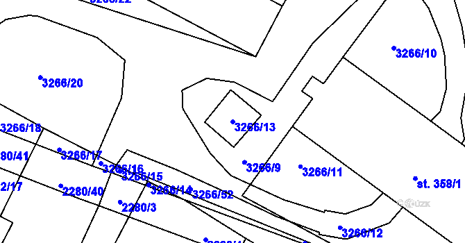 Parcela st. 3266/13 v KÚ Nové Hvězdlice, Katastrální mapa