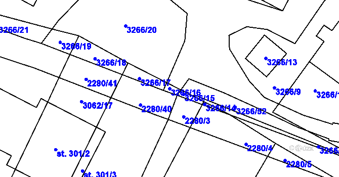 Parcela st. 3266/16 v KÚ Nové Hvězdlice, Katastrální mapa