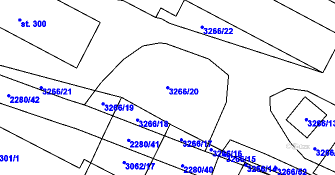 Parcela st. 3266/20 v KÚ Nové Hvězdlice, Katastrální mapa