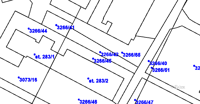 Parcela st. 3266/42 v KÚ Nové Hvězdlice, Katastrální mapa