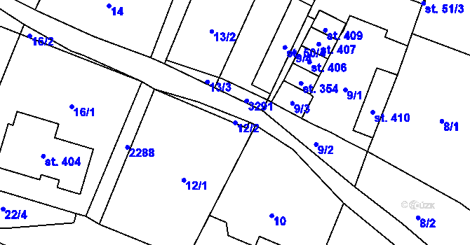 Parcela st. 12/2 v KÚ Nové Hvězdlice, Katastrální mapa