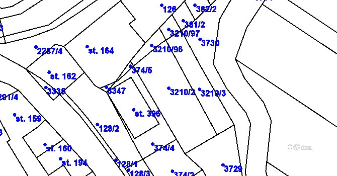 Parcela st. 3210/2 v KÚ Nové Hvězdlice, Katastrální mapa