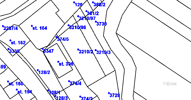 Parcela st. 3210/3 v KÚ Nové Hvězdlice, Katastrální mapa