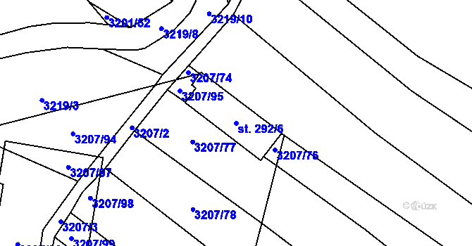 Parcela st. 292/6 v KÚ Nové Hvězdlice, Katastrální mapa