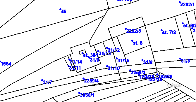 Parcela st. 31/13 v KÚ Nové Hvězdlice, Katastrální mapa