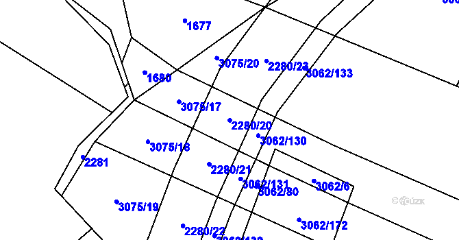 Parcela st. 2280/20 v KÚ Nové Hvězdlice, Katastrální mapa
