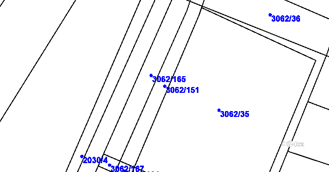 Parcela st. 3062/151 v KÚ Nové Hvězdlice, Katastrální mapa