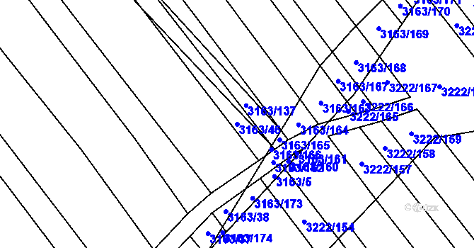 Parcela st. 3163/46 v KÚ Nové Hvězdlice, Katastrální mapa