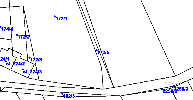 Parcela st. 172/5 v KÚ Nové Hvězdlice, Katastrální mapa