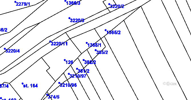 Parcela st. 385/2 v KÚ Nové Hvězdlice, Katastrální mapa