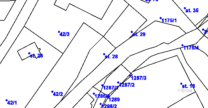 Parcela st. 28 v KÚ Staré Hvězdlice, Katastrální mapa