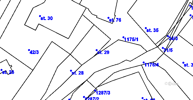 Parcela st. 29 v KÚ Staré Hvězdlice, Katastrální mapa