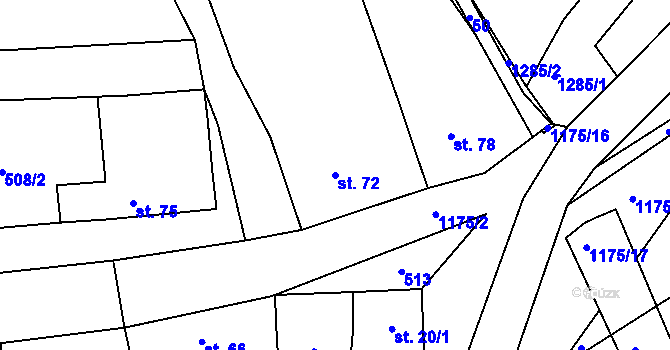 Parcela st. 72 v KÚ Staré Hvězdlice, Katastrální mapa