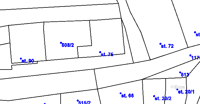 Parcela st. 75 v KÚ Staré Hvězdlice, Katastrální mapa