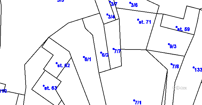 Parcela st. 6/2 v KÚ Staré Hvězdlice, Katastrální mapa