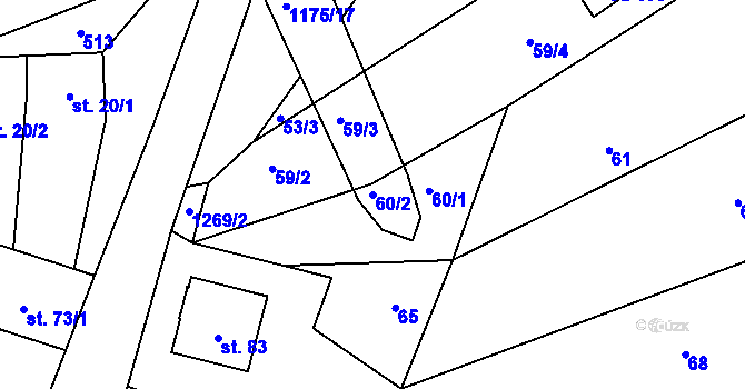 Parcela st. 60/2 v KÚ Staré Hvězdlice, Katastrální mapa