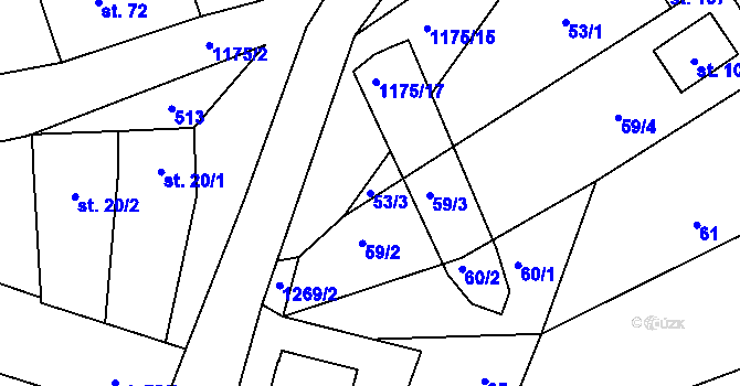 Parcela st. 53/3 v KÚ Staré Hvězdlice, Katastrální mapa