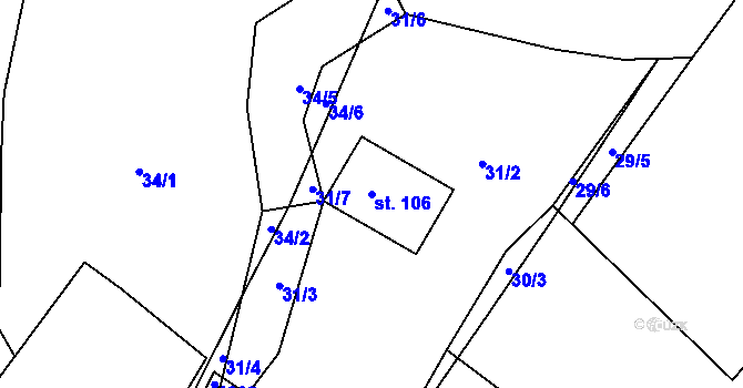 Parcela st. 106 v KÚ Staré Hvězdlice, Katastrální mapa