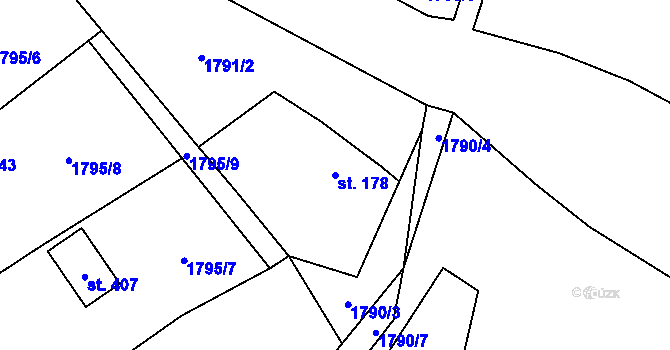 Parcela st. 178 v KÚ Hvězdonice, Katastrální mapa