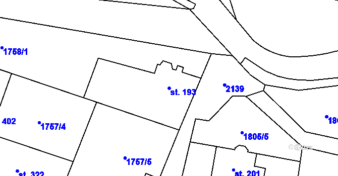 Parcela st. 193 v KÚ Hvězdonice, Katastrální mapa