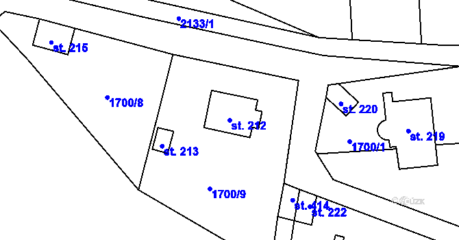 Parcela st. 212 v KÚ Hvězdonice, Katastrální mapa