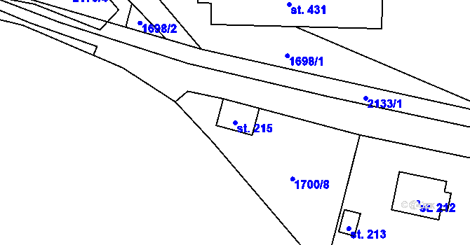 Parcela st. 215 v KÚ Hvězdonice, Katastrální mapa