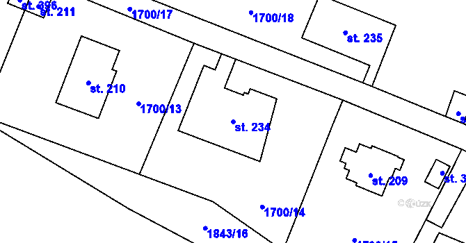 Parcela st. 234 v KÚ Hvězdonice, Katastrální mapa