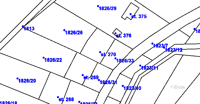 Parcela st. 270 v KÚ Hvězdonice, Katastrální mapa
