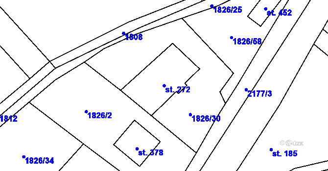 Parcela st. 272 v KÚ Hvězdonice, Katastrální mapa