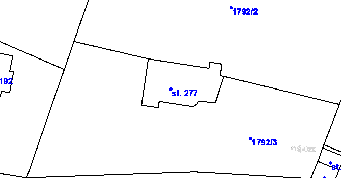 Parcela st. 277 v KÚ Hvězdonice, Katastrální mapa