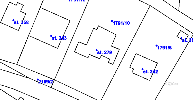 Parcela st. 279 v KÚ Hvězdonice, Katastrální mapa