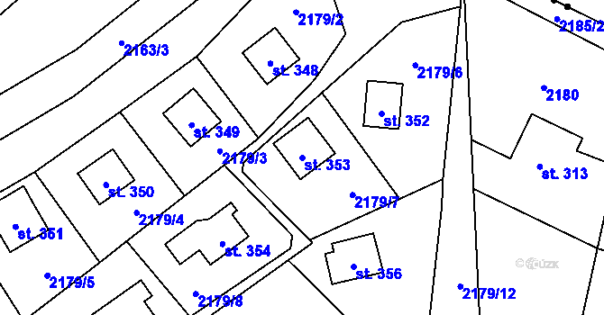 Parcela st. 353 v KÚ Hvězdonice, Katastrální mapa