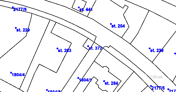 Parcela st. 372 v KÚ Hvězdonice, Katastrální mapa