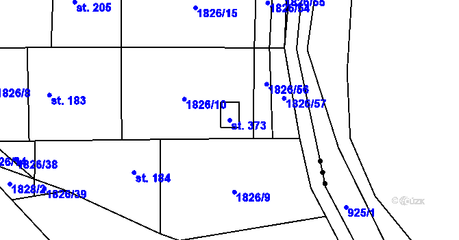 Parcela st. 373 v KÚ Hvězdonice, Katastrální mapa