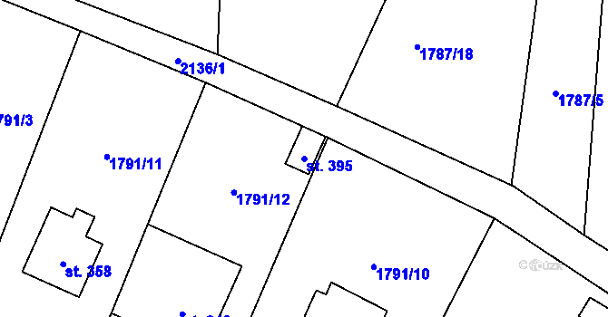 Parcela st. 395 v KÚ Hvězdonice, Katastrální mapa