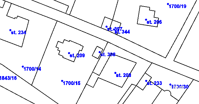 Parcela st. 398 v KÚ Hvězdonice, Katastrální mapa