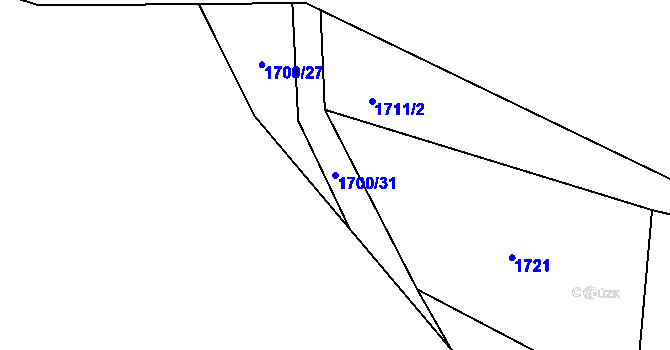 Parcela st. 1700/31 v KÚ Hvězdonice, Katastrální mapa