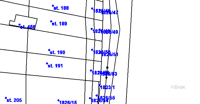 Parcela st. 1826/51 v KÚ Hvězdonice, Katastrální mapa