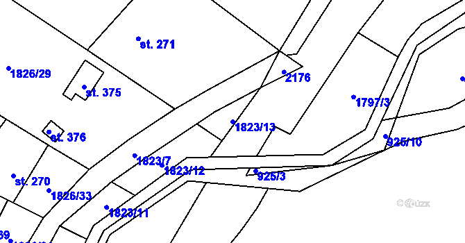 Parcela st. 1823/13 v KÚ Hvězdonice, Katastrální mapa