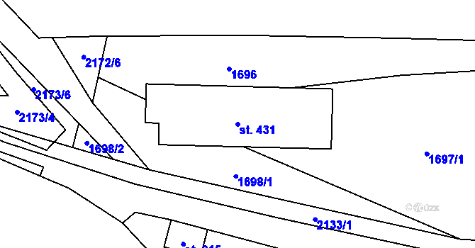 Parcela st. 431 v KÚ Hvězdonice, Katastrální mapa